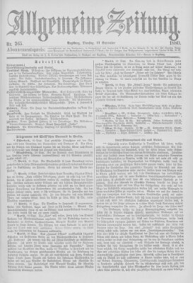 Allgemeine Zeitung Dienstag 21. September 1880