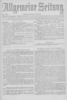 Allgemeine Zeitung Donnerstag 30. Dezember 1880
