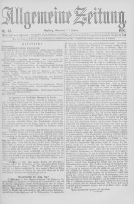 Allgemeine Zeitung Samstag 12. Februar 1881
