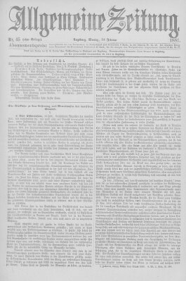 Allgemeine Zeitung Montag 14. Februar 1881