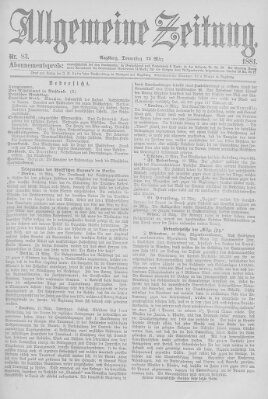 Allgemeine Zeitung Donnerstag 24. März 1881