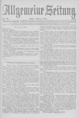 Allgemeine Zeitung Mittwoch 30. März 1881