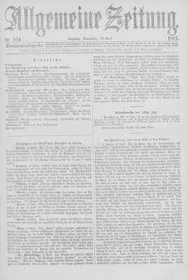 Allgemeine Zeitung Donnerstag 14. April 1881
