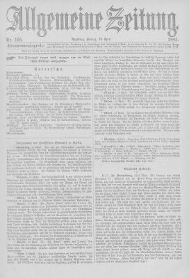 Allgemeine Zeitung Freitag 15. April 1881