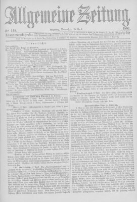 Allgemeine Zeitung Donnerstag 28. April 1881
