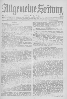 Allgemeine Zeitung Donnerstag 16. Juni 1881