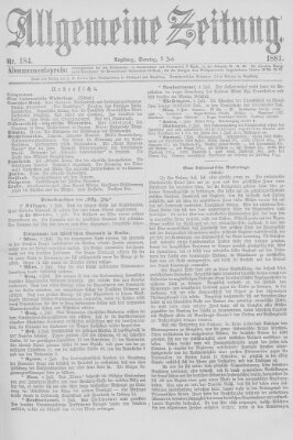 Allgemeine Zeitung Sonntag 3. Juli 1881