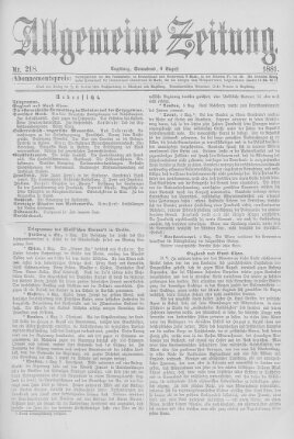 Allgemeine Zeitung Samstag 6. August 1881