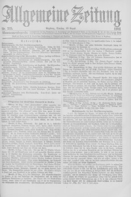 Allgemeine Zeitung Dienstag 23. August 1881