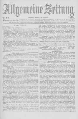 Allgemeine Zeitung Sonntag 18. September 1881