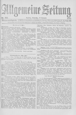 Allgemeine Zeitung Donnerstag 22. September 1881