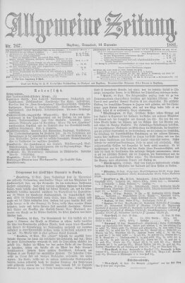 Allgemeine Zeitung Samstag 24. September 1881