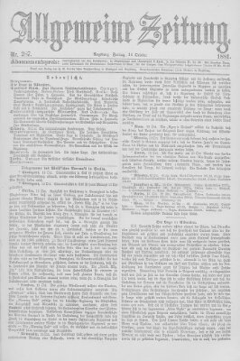 Allgemeine Zeitung Freitag 14. Oktober 1881