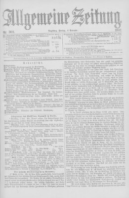 Allgemeine Zeitung Freitag 4. November 1881