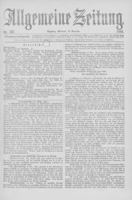 Allgemeine Zeitung Mittwoch 23. November 1881