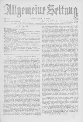 Allgemeine Zeitung Sonntag 15. Januar 1882