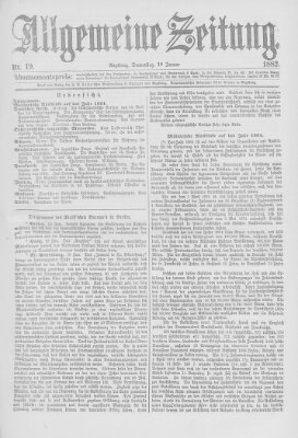 Allgemeine Zeitung Donnerstag 19. Januar 1882
