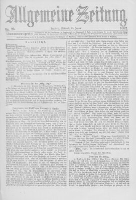 Allgemeine Zeitung Mittwoch 25. Januar 1882