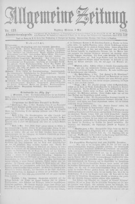 Allgemeine Zeitung Mittwoch 3. Mai 1882