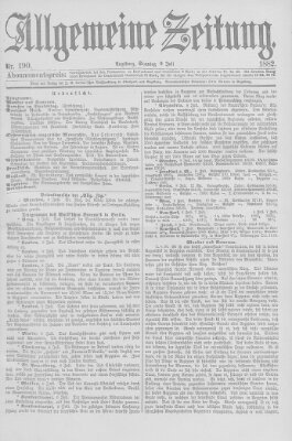 Allgemeine Zeitung Sonntag 9. Juli 1882