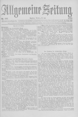 Allgemeine Zeitung Dienstag 11. Juli 1882