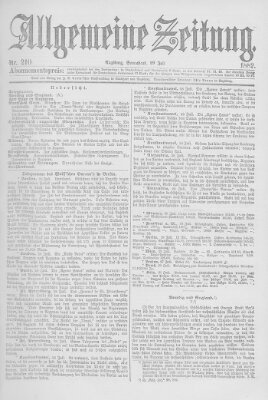 Allgemeine Zeitung Samstag 29. Juli 1882
