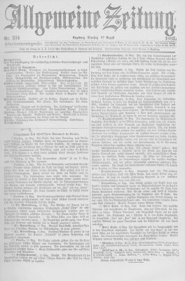 Allgemeine Zeitung Dienstag 22. August 1882