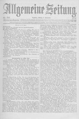 Allgemeine Zeitung Freitag 1. September 1882