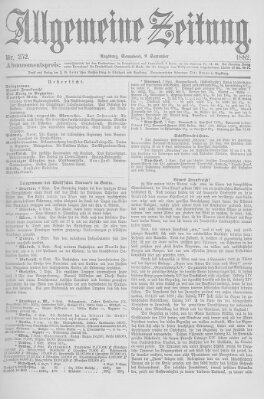 Allgemeine Zeitung Samstag 9. September 1882