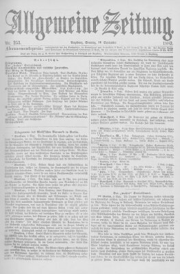 Allgemeine Zeitung Sonntag 10. September 1882
