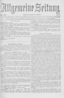 Allgemeine Zeitung Donnerstag 21. September 1882
