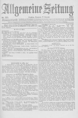 Allgemeine Zeitung Samstag 30. September 1882