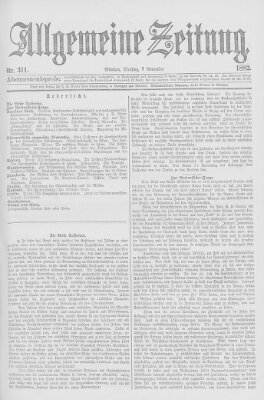 Allgemeine Zeitung Dienstag 7. November 1882