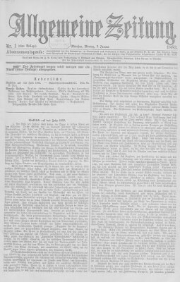 Allgemeine Zeitung Montag 1. Januar 1883