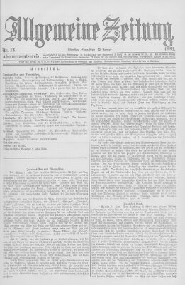 Allgemeine Zeitung Samstag 13. Januar 1883