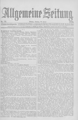 Allgemeine Zeitung Sonntag 14. Januar 1883