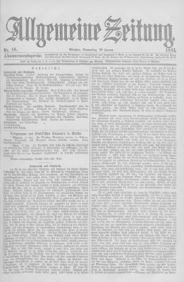 Allgemeine Zeitung Donnerstag 18. Januar 1883