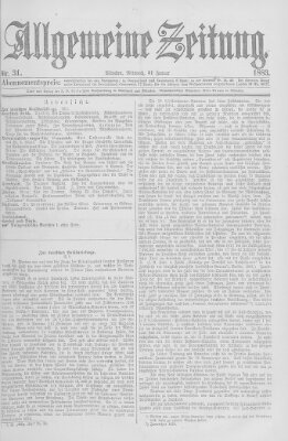 Allgemeine Zeitung Mittwoch 31. Januar 1883