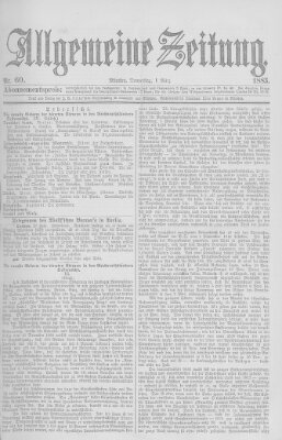 Allgemeine Zeitung Donnerstag 1. März 1883