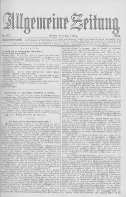 Allgemeine Zeitung Donnerstag 8. März 1883