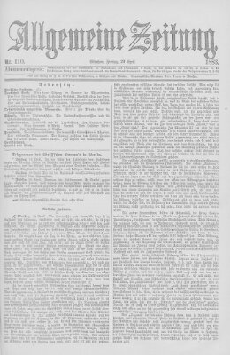 Allgemeine Zeitung Freitag 20. April 1883