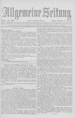 Allgemeine Zeitung Samstag 22. September 1883