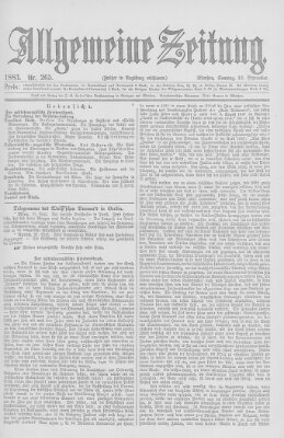 Allgemeine Zeitung Sonntag 23. September 1883