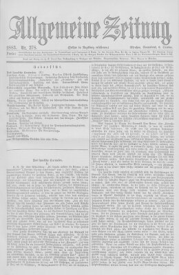 Allgemeine Zeitung Samstag 6. Oktober 1883