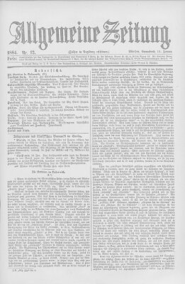 Allgemeine Zeitung Samstag 12. Januar 1884