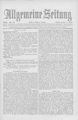 Allgemeine Zeitung Sonntag 13. Januar 1884