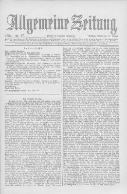 Allgemeine Zeitung Donnerstag 17. Januar 1884