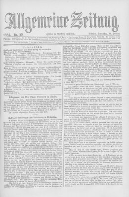 Allgemeine Zeitung Donnerstag 28. Februar 1884