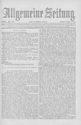 Allgemeine Zeitung Freitag 7. März 1884