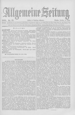 Allgemeine Zeitung Dienstag 25. März 1884